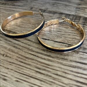 Elegant Gold and Black Hoop Earrings